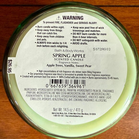 NEW SPRING APPLE 3-Wick 14.5oz Candle Bath & Body Works - Picture 3 of 3